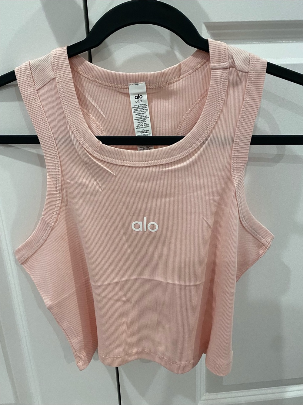 ALO Yoga Light Pink Ribbed Crop Tank